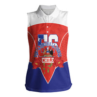 Personalized Chile Independence Day Women Sleeveless Polo Shirt Chilean Code 56 Copihue Flowers