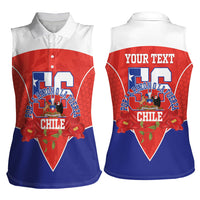 Personalized Chile Independence Day Women Sleeveless Polo Shirt Chilean Code 56 Copihue Flowers