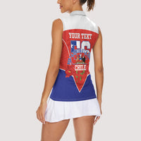 Personalized Chile Independence Day Women Sleeveless Polo Shirt Chilean Code 56 Copihue Flowers