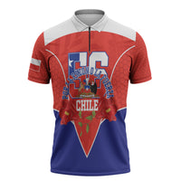 Personalized Chile Independence Day Zipper Polo Shirt Chilean Code 56 Copihue Flowers