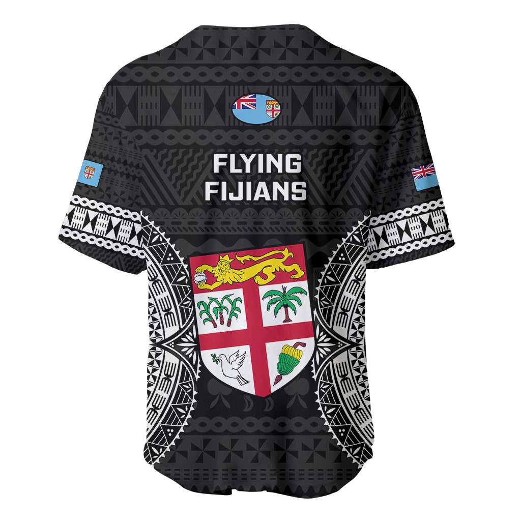 Fiji Rugby Baseball Jersey 2023 Fijian Tapa Pattern World Cup Black - Wonder Print Shop