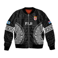 Fiji Rugby Bomber Jacket 2023 Fijian Tapa Pattern World Cup Black - Wonder Print Shop