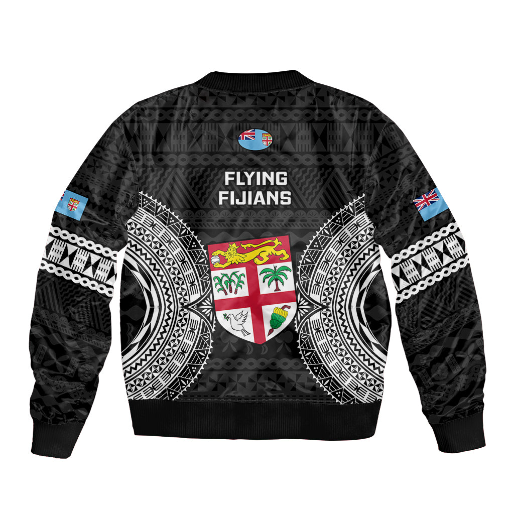 Fiji Rugby Bomber Jacket 2023 Fijian Tapa Pattern World Cup Black - Wonder Print Shop