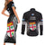 Fiji Rugby Couples Matching Short Sleeve Bodycon Dress and Long Sleeve Button Shirts 2023 Fijian Tapa Pattern World Cup Black - Wonder Print Shop