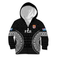 Fiji Rugby Kid Hoodie 2023 Fijian Tapa Pattern World Cup Black - Wonder Print Shop