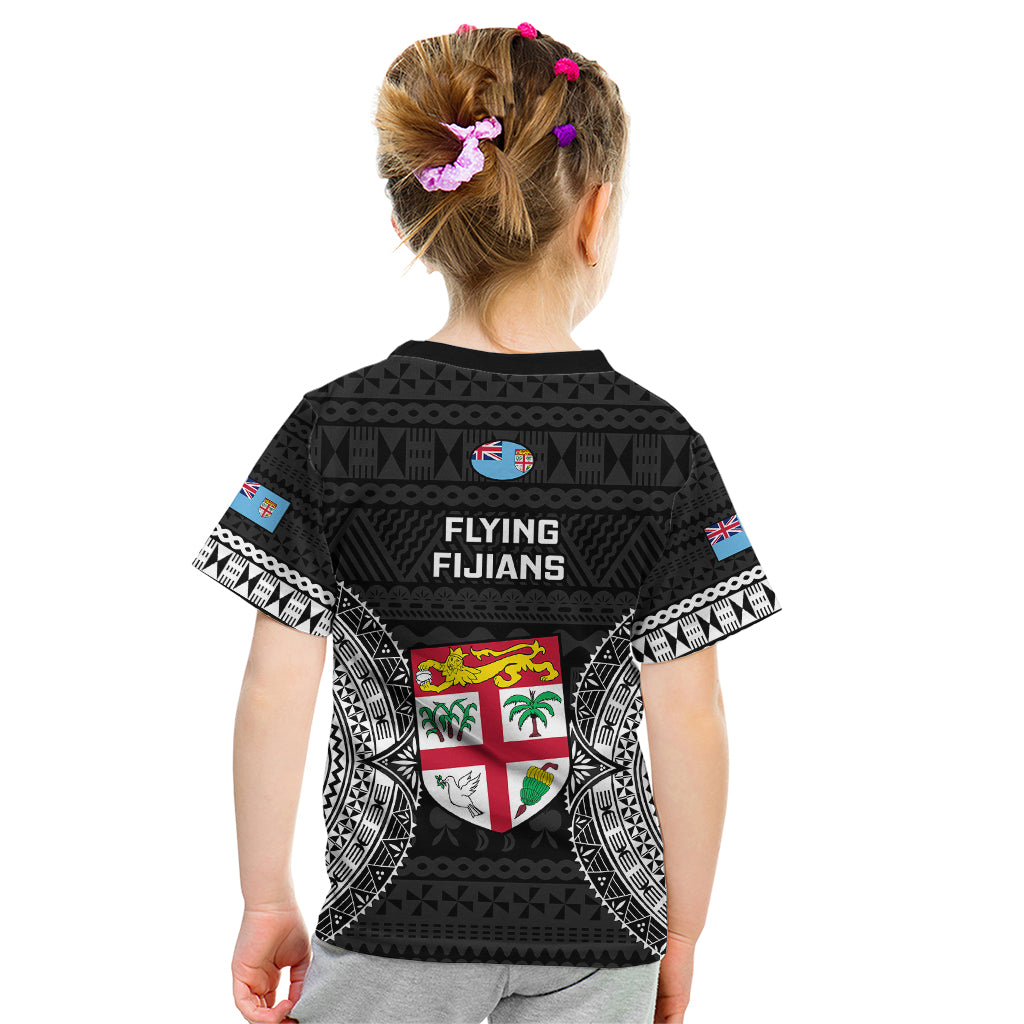 Fiji Rugby Kid T Shirt 2023 Fijian Tapa Pattern World Cup Black - Wonder Print Shop
