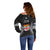Fiji Rugby Off Shoulder Sweater 2023 Fijian Tapa Pattern World Cup Black - Wonder Print Shop