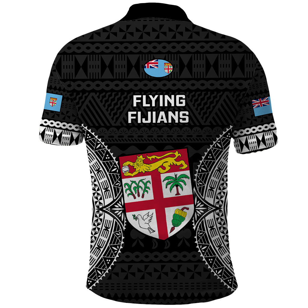Fiji Rugby Polo Shirt 2023 Fijian Tapa Pattern World Cup Black - Wonder Print Shop