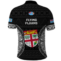 Fiji Rugby Polo Shirt 2023 Fijian Tapa Pattern World Cup Black - Wonder Print Shop