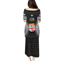 Fiji Rugby Puletasi 2023 Fijian Tapa Pattern World Cup Black - Wonder Print Shop