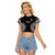 Fiji Rugby Raglan Cropped T Shirt 2023 Fijian Tapa Pattern World Cup Black - Wonder Print Shop
