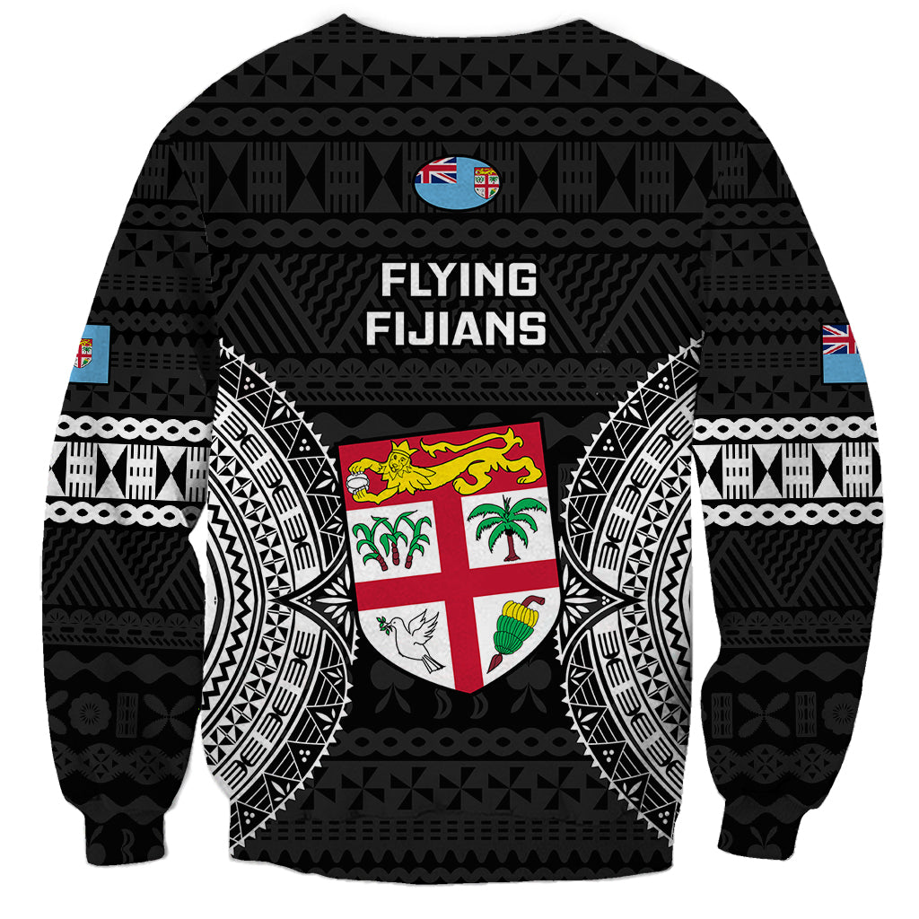 Fiji Rugby Sweatshirt 2023 Fijian Tapa Pattern World Cup Black - Wonder Print Shop