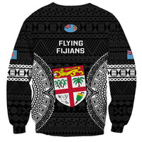 Fiji Rugby Sweatshirt 2023 Fijian Tapa Pattern World Cup Black - Wonder Print Shop