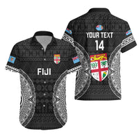 Custom Fiji Rugby Hawaiian Shirt 2023 Fijian Tapa Pattern World Cup Black - Wonder Print Shop