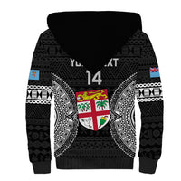 Custom Fiji Rugby Sherpa Hoodie 2023 Fijian Tapa Pattern World Cup Black - Wonder Print Shop