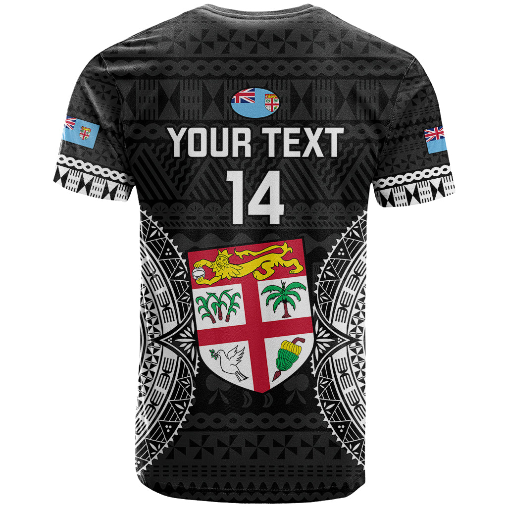 Custom Fiji Rugby T Shirt 2023 Fijian Tapa Pattern World Cup Black - Wonder Print Shop
