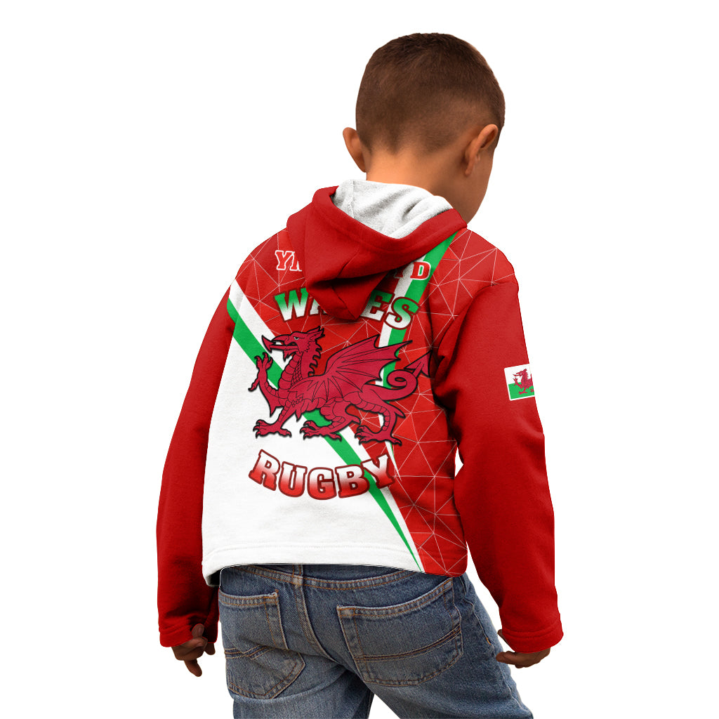 Wales Rugby Kid Hoodie 2023 World Cup Cymru Curve Style - Wonder Print Shop