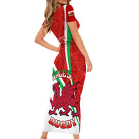 Wales Rugby Short Sleeve Bodycon Dress 2023 World Cup Cymru Curve Style - Wonder Print Shop