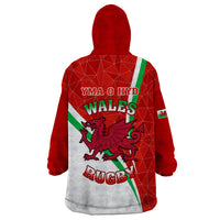 Wales Rugby Wearable Blanket Hoodie 2023 World Cup Cymru Curve Style - Wonder Print Shop