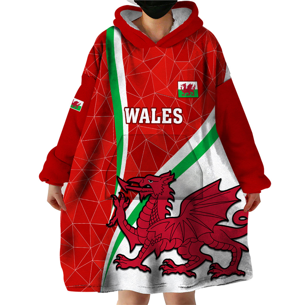 Wales Rugby Wearable Blanket Hoodie 2023 World Cup Cymru Curve Style - Wonder Print Shop