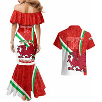Custom Wales Rugby Couples Matching Mermaid Dress and Hawaiian Shirt 2023 World Cup Cymru Curve Style - Wonder Print Shop