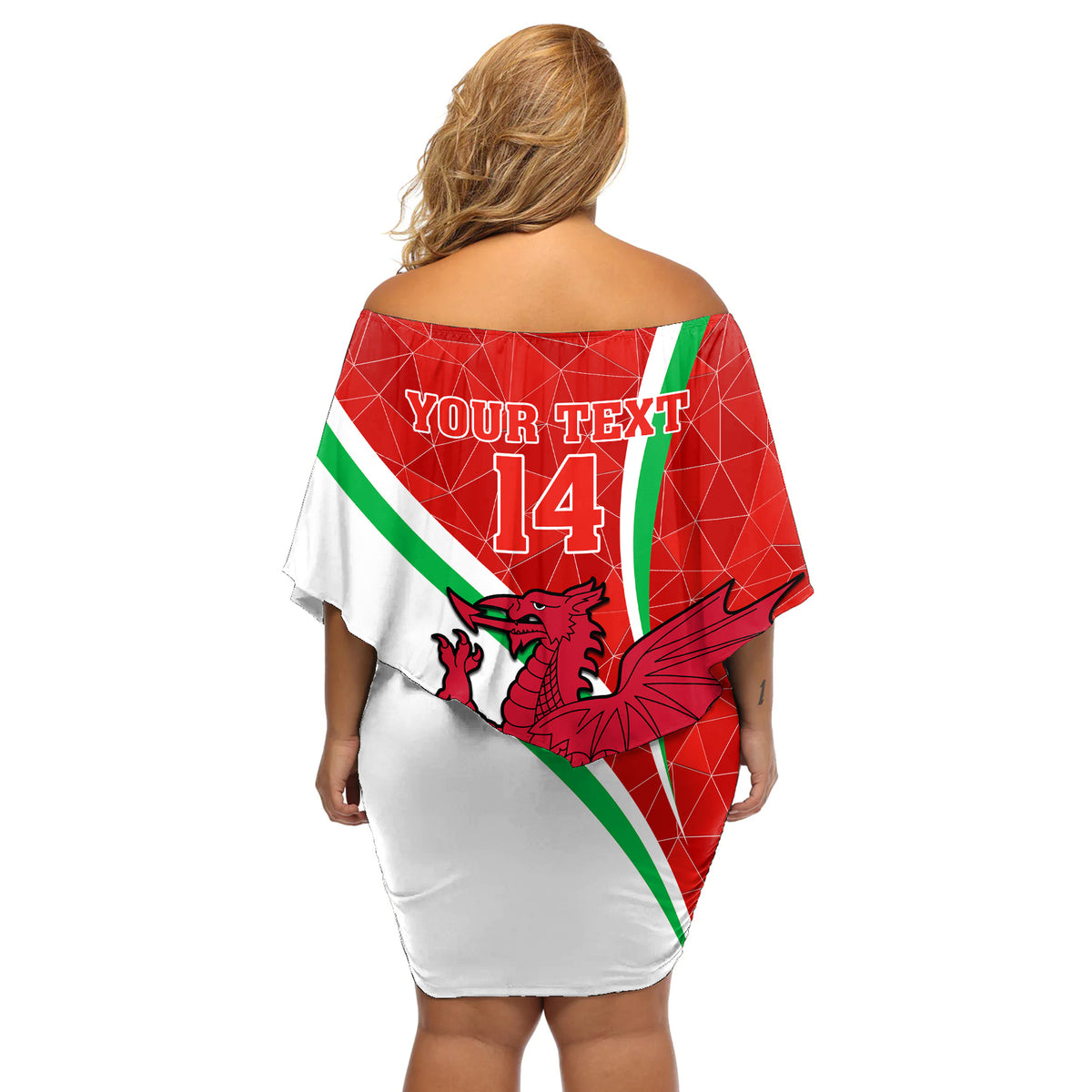 Custom Wales Rugby Off Shoulder Short Dress 2023 World Cup Cymru Curve Style - Wonder Print Shop