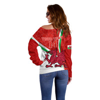 Custom Wales Rugby Off Shoulder Sweater 2023 World Cup Cymru Curve Style - Wonder Print Shop