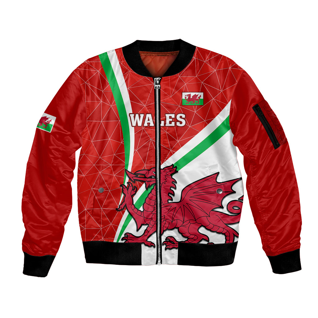 Custom Wales Rugby Sleeve Zip Bomber Jacket 2023 World Cup Cymru Curve Style - Wonder Print Shop