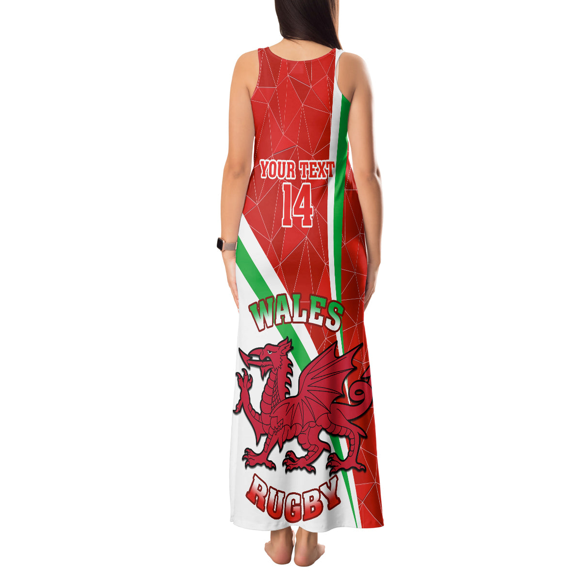 Custom Wales Rugby Tank Maxi Dress 2023 World Cup Cymru Curve Style - Wonder Print Shop
