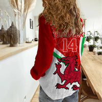Custom Wales Rugby Women Casual Shirt 2023 World Cup Cymru Curve Style - Wonder Print Shop