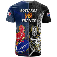 New Zealand And France Rugby T Shirt All Black With Les Bleus Together 2023 World Cup - Wonder Print Shop