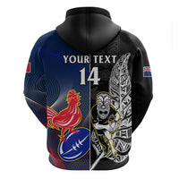 Custom New Zealand And France Rugby Hoodie All Black With Les Bleus Together 2023 World Cup - Wonder Print Shop