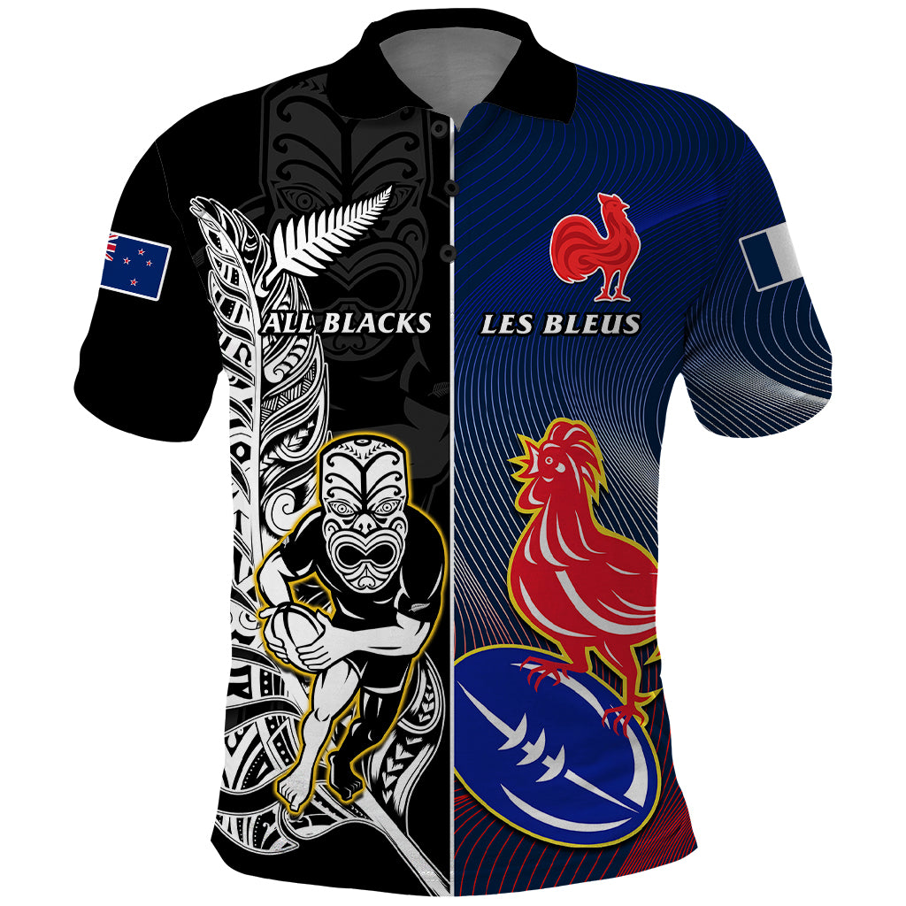 custom-new-zealand-and-france-rugby-polo-shirt-all-black-with-les-bleus-together-2023-world-cup