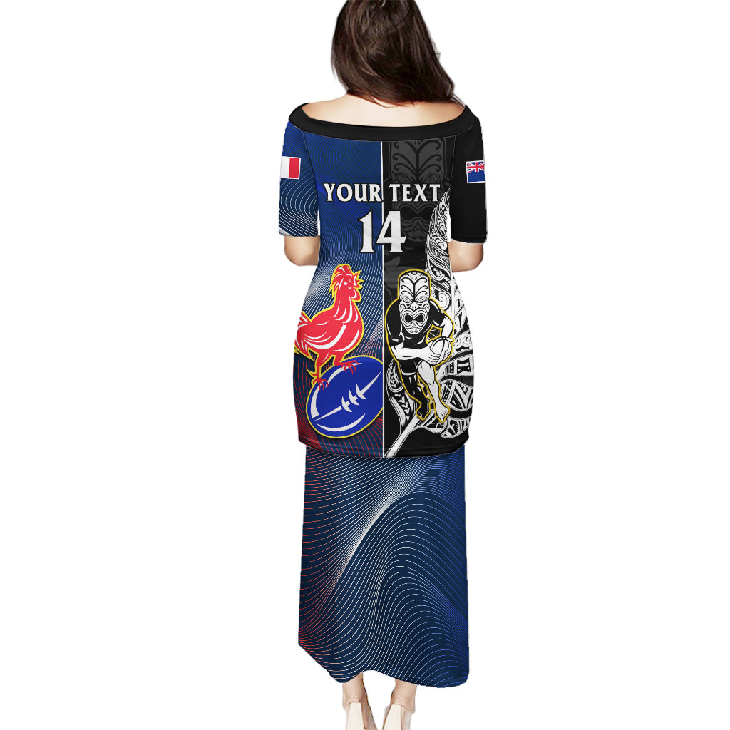 Custom New Zealand And France Rugby Puletasi All Black With Les Bleus Together 2023 World Cup - Wonder Print Shop