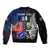 Custom New Zealand And France Rugby Sleeve Zip Bomber Jacket All Black With Les Bleus Together 2023 World Cup - Wonder Print Shop