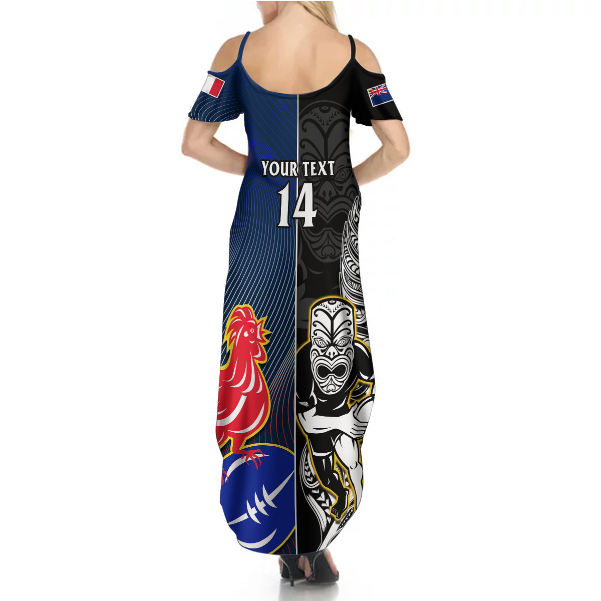 Custom New Zealand And France Rugby Summer Maxi Dress All Black With Les Bleus Together 2023 World Cup - Wonder Print Shop