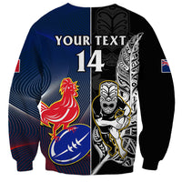 Custom New Zealand And France Rugby Sweatshirt All Black With Les Bleus Together 2023 World Cup - Wonder Print Shop