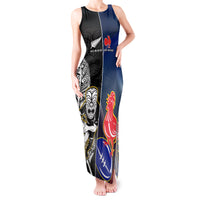 Custom New Zealand And France Rugby Tank Maxi Dress All Black With Les Bleus Together 2023 World Cup - Wonder Print Shop