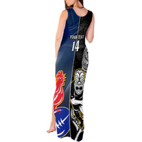 Custom New Zealand And France Rugby Tank Maxi Dress All Black With Les Bleus Together 2023 World Cup - Wonder Print Shop