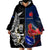 Custom New Zealand And France Rugby Wearable Blanket Hoodie All Black With Les Bleus Together 2023 World Cup - Wonder Print Shop