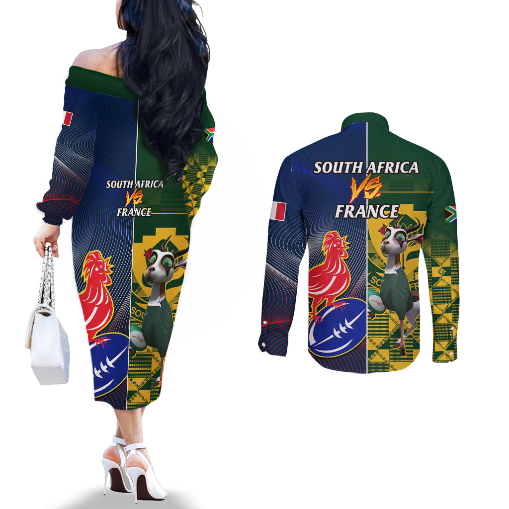 south-africa-and-france-rugby-couples-matching-off-the-shoulder-long-sleeve-dress-and-long-sleeve-button-shirts-springboks-with-les-bleus-together-2023-world-cup