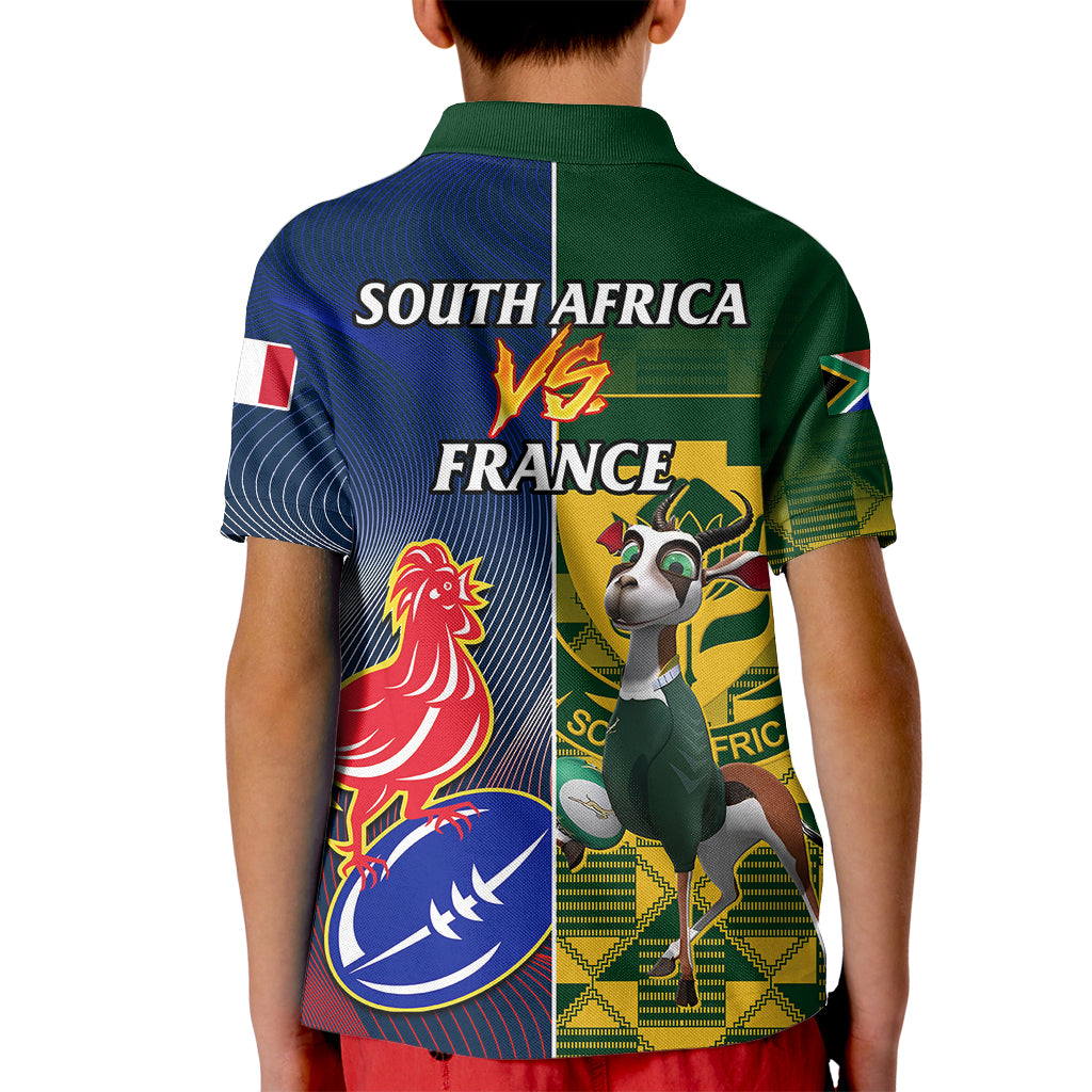 South Africa And France Rugby Kid Polo Shirt Springboks With Les Bleus Together 2023 World Cup - Wonder Print Shop