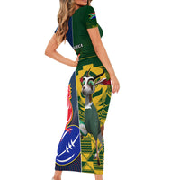 South Africa And France Rugby Short Sleeve Bodycon Dress Springboks With Les Bleus Together 2023 World Cup - Wonder Print Shop
