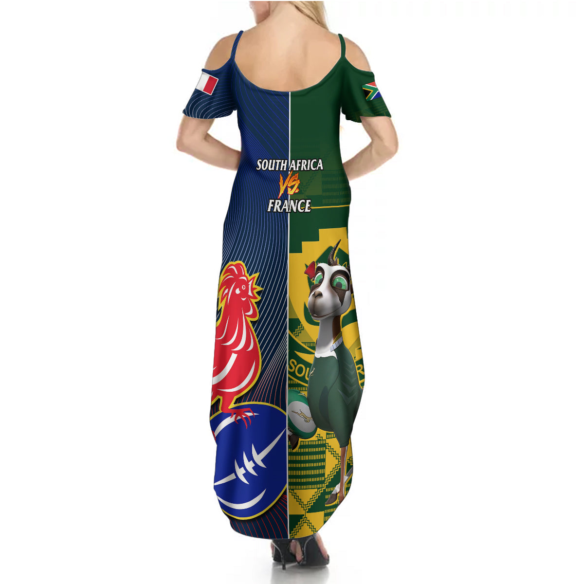 South Africa And France Rugby Summer Maxi Dress Springboks With Les Bleus Together 2023 World Cup - Wonder Print Shop
