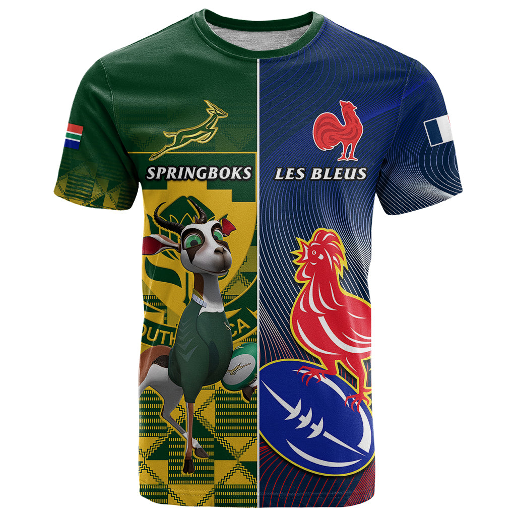South Africa And France Rugby T Shirt Springboks With Les Bleus Together 2023 World Cup - Wonder Print Shop