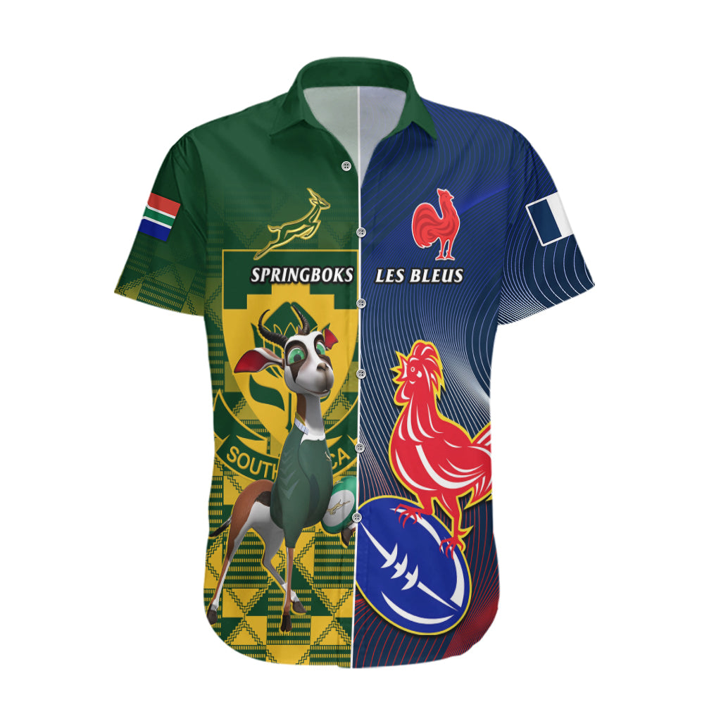 Custom South Africa And France Rugby Hawaiian Shirt Springboks With Les Bleus Together 2023 World Cup - Wonder Print Shop