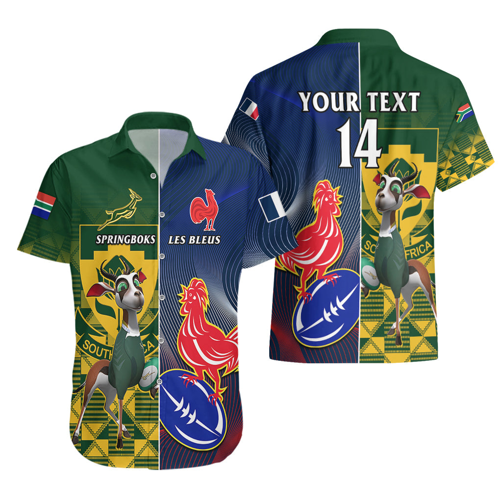 Custom South Africa And France Rugby Hawaiian Shirt Springboks With Les Bleus Together 2023 World Cup - Wonder Print Shop