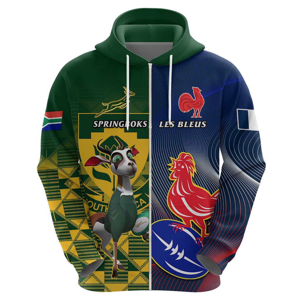 Custom South Africa And France Rugby Hoodie Springboks With Les Bleus Together 2023 World Cup - Wonder Print Shop