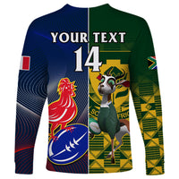 Custom South Africa And France Rugby Long Sleeve Shirt Springboks With Les Bleus Together 2023 World Cup - Wonder Print Shop