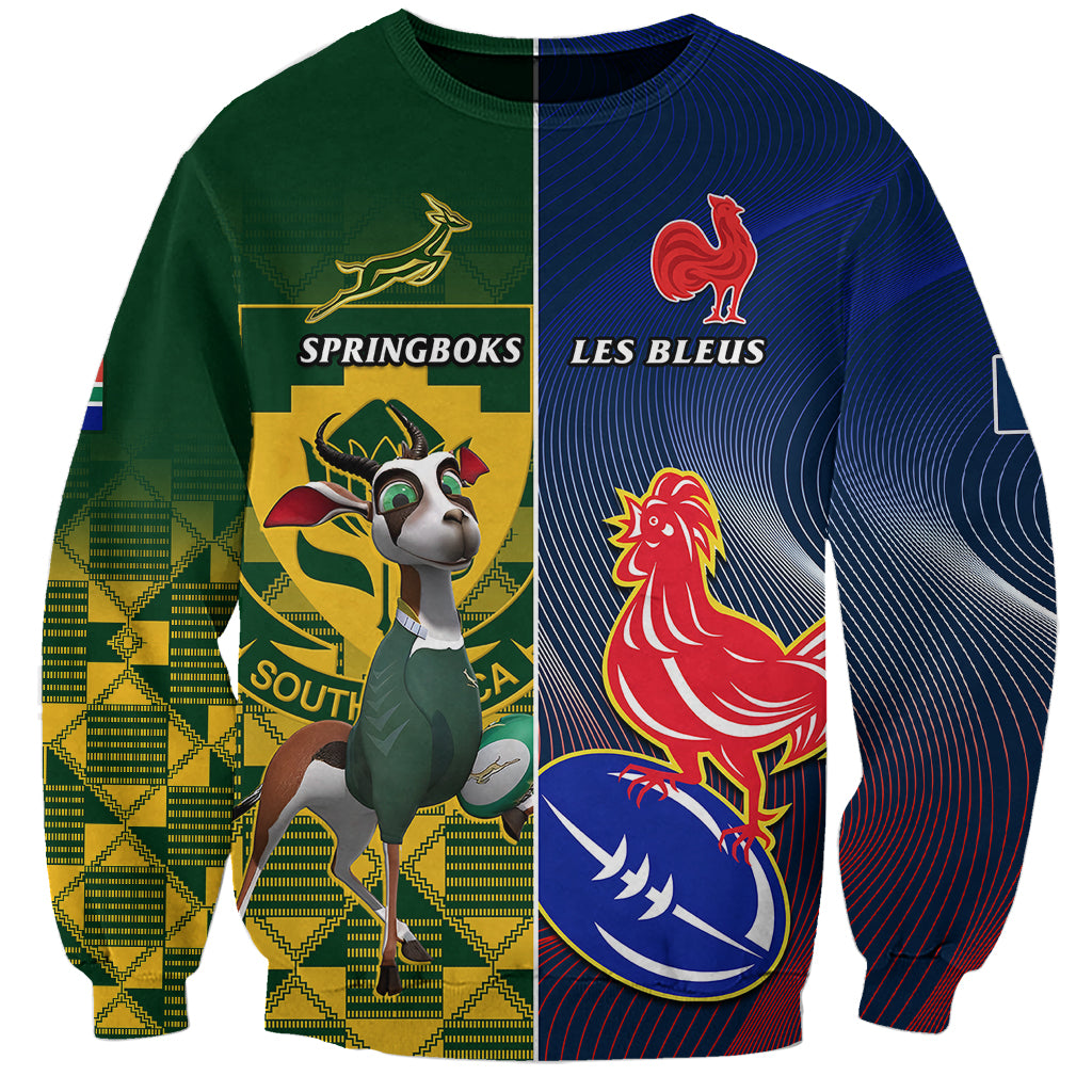 Custom South Africa And France Rugby Sweatshirt Springboks With Les Bleus Together 2023 World Cup - Wonder Print Shop